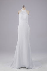 Elegante halter Court Train Bruidsmeisjekleding