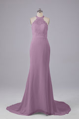 Elegante halter Court Train Bruidsmeisjekleding