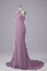 Elegante halter Court Train Bruidsmeisjekleding
