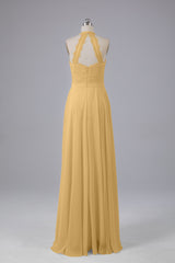 Elegant Halter Illusion Lace Floor Length Bridesmaid Dresses