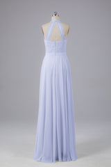 Elegant Halter Illusion Lace Floor Length Bridesmaid Dresses