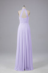 Elegant Halter Illusion Lace Floor Length Bridesmaid Dresses