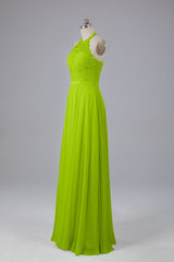 Elegant Halter Illusion Lace Floor Length Bridesmaid Dresses