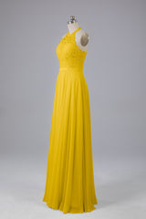 Elegant Halter Illusion Lace Floor Length Bridesmaid Dresses