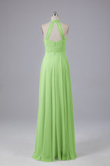 Elegant Halter Illusion Lace Floor Length Bridesmaid Dresses