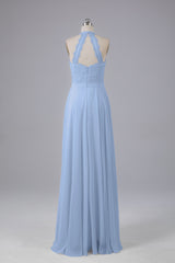 Elegant Halter Illusion Lace Floor Length Bridesmaid Dresses