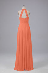 Elegant Halter Illusion Lace Floor Length Bridesmaid Dresses