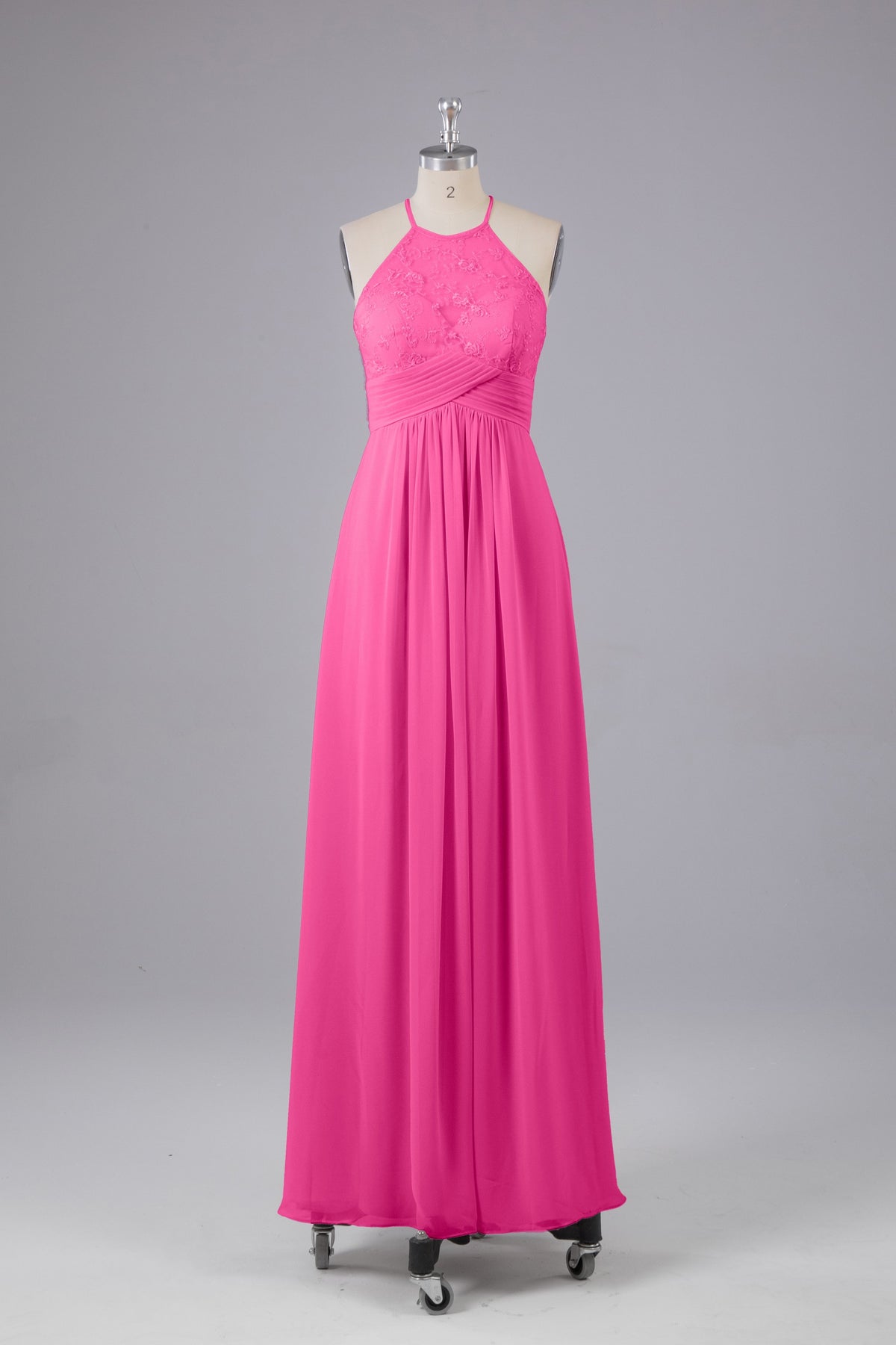 Elegante halter sleutelgat chiffon bruidsmeisje jurken