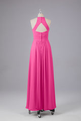 Elegante halter sleutelgat chiffon bruidsmeisje jurken