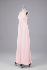 Elegante halter sleutelgat chiffon bruidsmeisje jurken