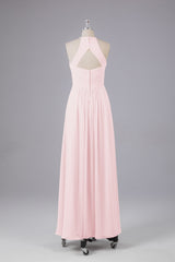 Elegante halter sleutelgat chiffon bruidsmeisje jurken