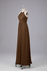 Elegante halter sleutelgat chiffon bruidsmeisje jurken