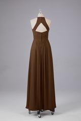 Elegante halter sleutelgat chiffon bruidsmeisje jurken