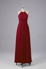 Elegante halter sleutelgat chiffon bruidsmeisje jurken