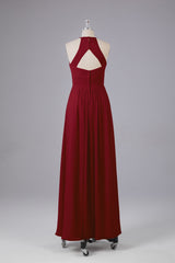 Elegante halter sleutelgat chiffon bruidsmeisje jurken