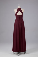 Elegante halter sleutelgat chiffon bruidsmeisje jurken