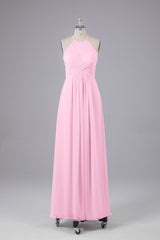 Elegante halter sleutelgat chiffon bruidsmeisje jurken
