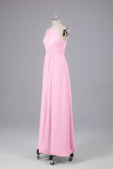 Elegante halter sleutelgat chiffon bruidsmeisje jurken