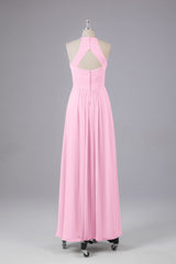 Elegante halter sleutelgat chiffon bruidsmeisje jurken
