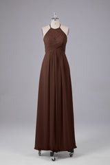 Elegante halter sleutelgat chiffon bruidsmeisje jurken