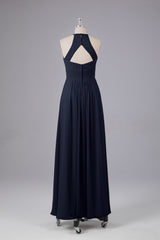 Elegante halter sleutelgat chiffon bruidsmeisje jurken