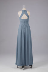 Elegante halter sleutelgat chiffon bruidsmeisje jurken