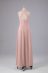 Elegante halter sleutelgat chiffon bruidsmeisje jurken