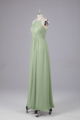 Elegante halter sleutelgat chiffon bruidsmeisje jurken