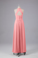 Elegante halter sleutelgat chiffon bruidsmeisje jurken