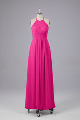 Elegante halter sleutelgat chiffon bruidsmeisje jurken