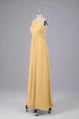 Elegante halter sleutelgat chiffon bruidsmeisje jurken