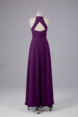 Elegante halter sleutelgat chiffon bruidsmeisje jurken