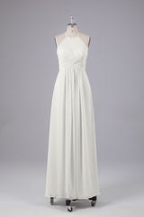 Elegante halter sleutelgat chiffon bruidsmeisje jurken