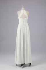 Elegante halter sleutelgat chiffon bruidsmeisje jurken