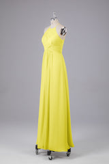 Elegante halter sleutelgat chiffon bruidsmeisje jurken