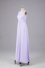 Elegante halter sleutelgat chiffon bruidsmeisje jurken