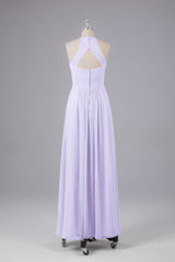 Elegante halter sleutelgat chiffon bruidsmeisje jurken
