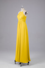 Elegante halter sleutelgat chiffon bruidsmeisje jurken