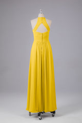 Elegante halter sleutelgat chiffon bruidsmeisje jurken