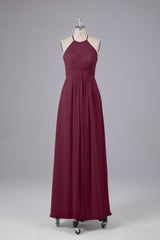 Elegante halter sleutelgat chiffon bruidsmeisje jurken