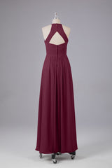 Elegante halter sleutelgat chiffon bruidsmeisje jurken