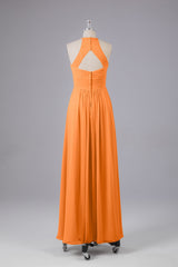 Elegante halter sleutelgat chiffon bruidsmeisje jurken