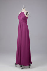Elegante halter sleutelgat chiffon bruidsmeisje jurken