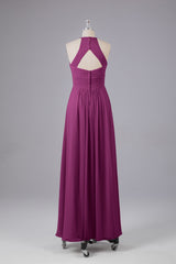 Elegante halter sleutelgat chiffon bruidsmeisje jurken