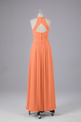 Elegante halter sleutelgat chiffon bruidsmeisje jurken