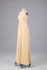 Elegante halter sleutelgat chiffon bruidsmeisje jurken