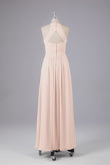Elegante halter sleutelgat chiffon bruidsmeisje jurken