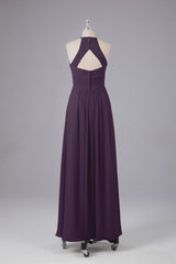 Elegante halter sleutelgat chiffon bruidsmeisje jurken