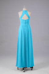 Elegante halter sleutelgat chiffon bruidsmeisje jurken