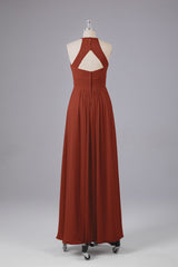 Elegante halter sleutelgat chiffon bruidsmeisje jurken